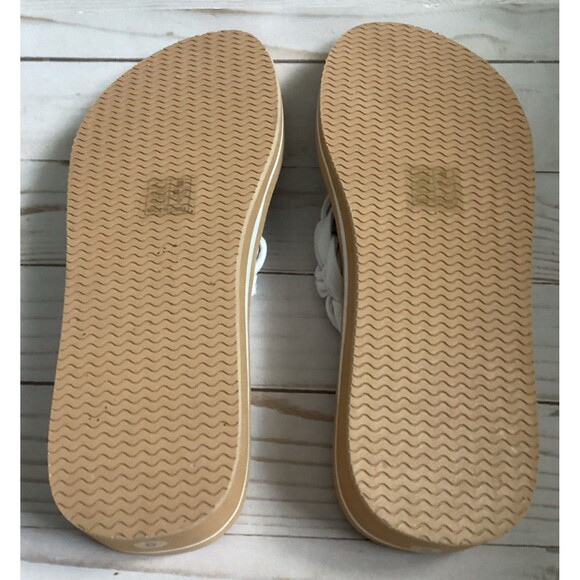 MORMIRAC  Thong Flip Flop Sandals White Braided Strap Tan Sole Women Size 8 - Picture 6 of 9